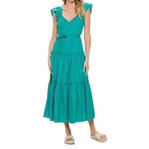 NEW WITH TAGS PINCH Liam sleeveless tiered maxi dress in emerald green Size: L